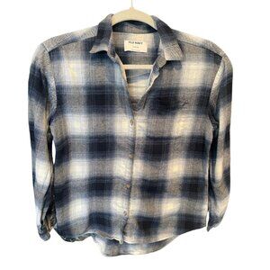 Old Navy Girls XL (14-16) Blue White Plaid Long-Sleeve Button-Front Shirt